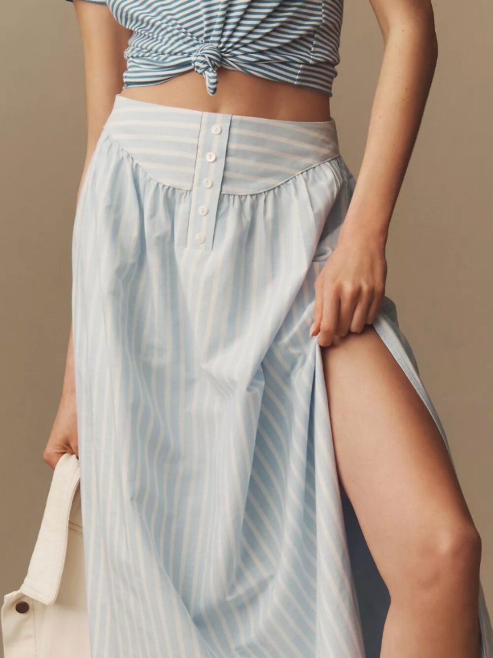 ANTHROPOLOGIE Mare Mare Drop-Waist Striped Maxi Skirt Size Medium - Picture 4 of 9